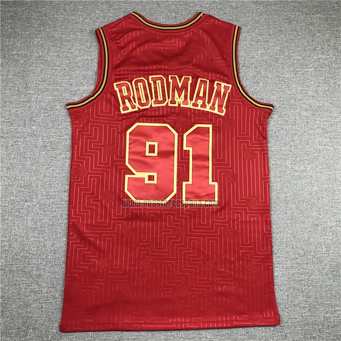 Camiseta Chicago Bulls Dennis Rodman NO 91 Retro 2020 Chinese New Year Rojo